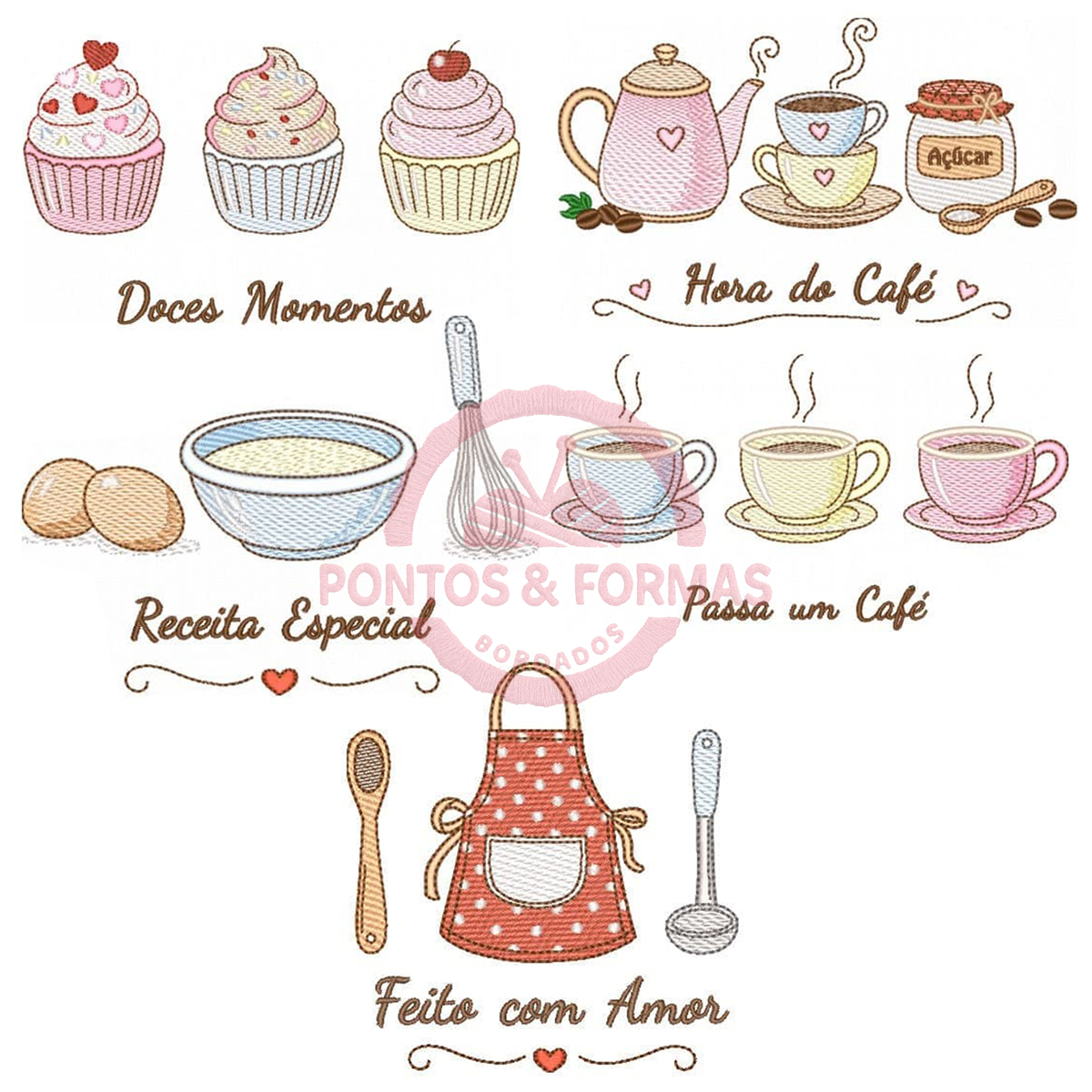 Foto principal da Coleção Coleção Matrizes de Bordado Cozinha Afetiva - Pacote Completo Café e Doces