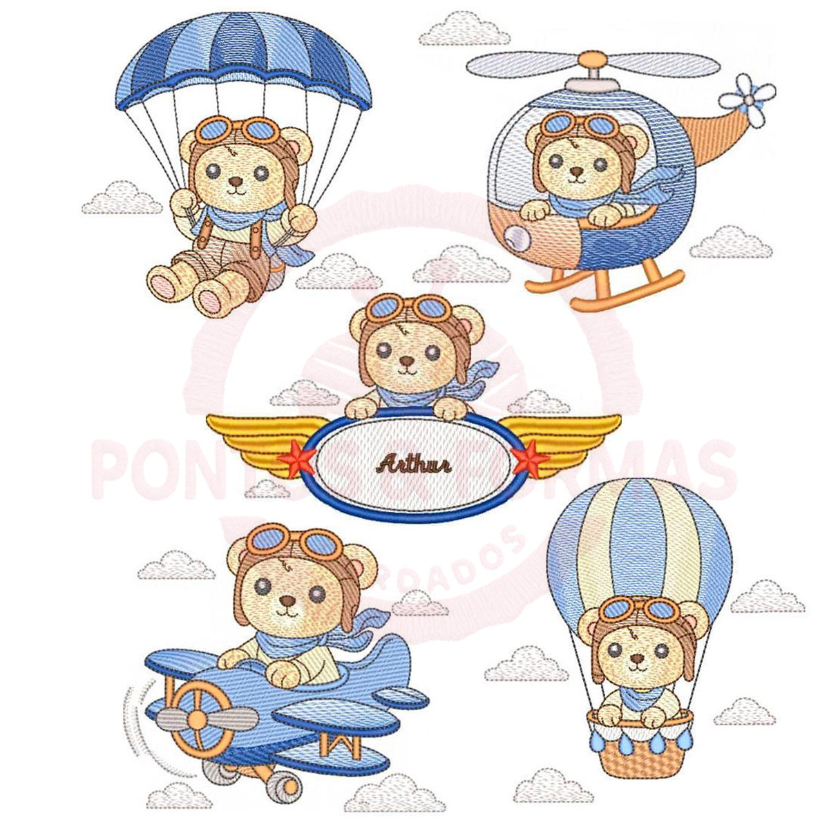 Foto principal da Coleção Pacote de Matrizes Ursinho Aviador (Pontos Leves)