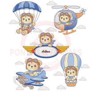 Pacote de Matrizes Ursinho Aviador (Pontos Leves)