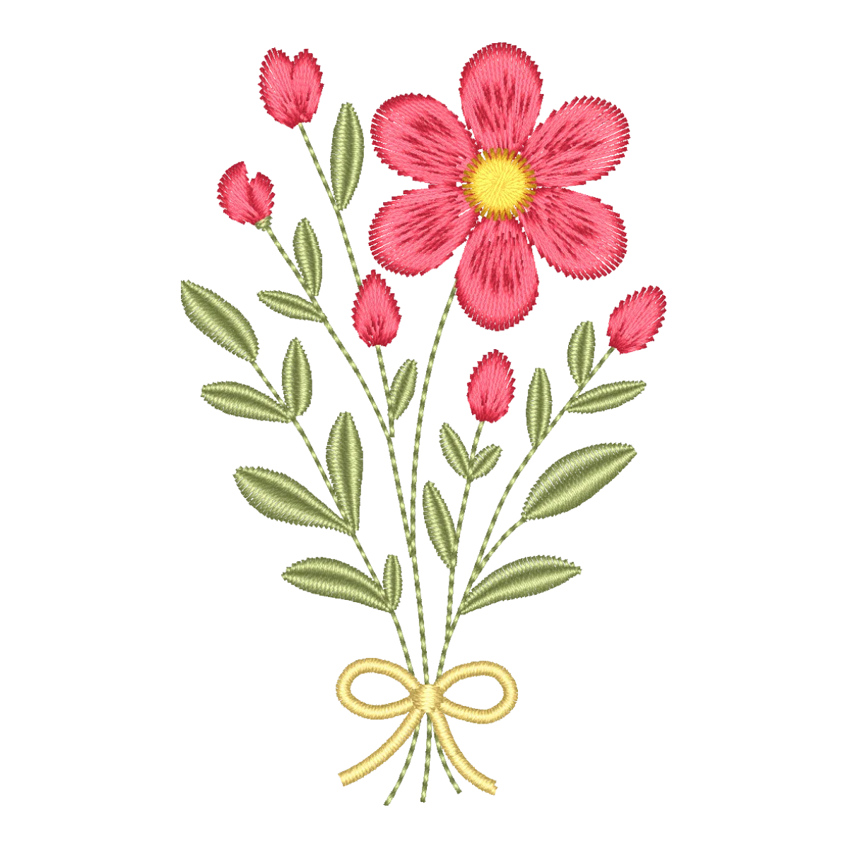 Matriz de Bordado Ramo Floral Delicado com Laço - Pontos & Formas