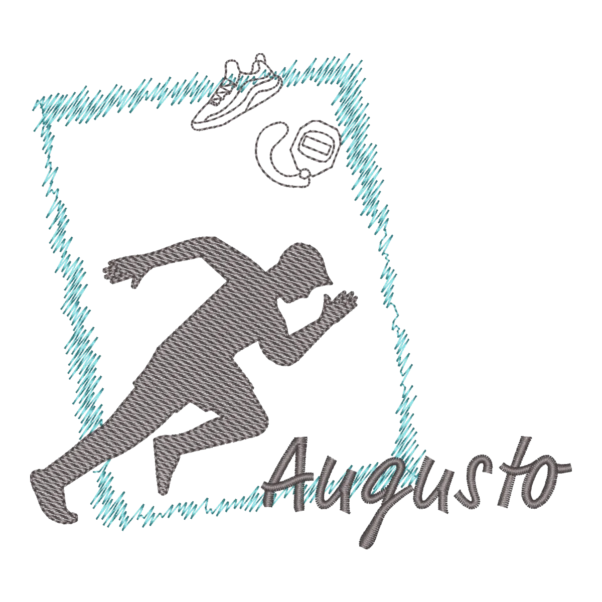 Matriz de Bordado Corrida Esportiva com Nome Augusto