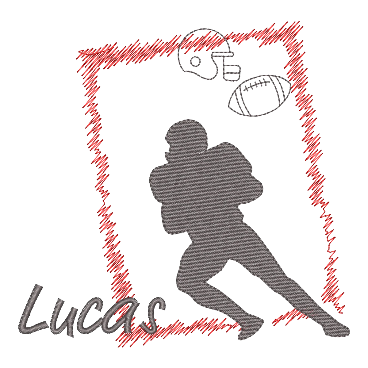 Matriz de Bordado Futebol Americano Lucas - Design Exclusivo Pontos & Formas