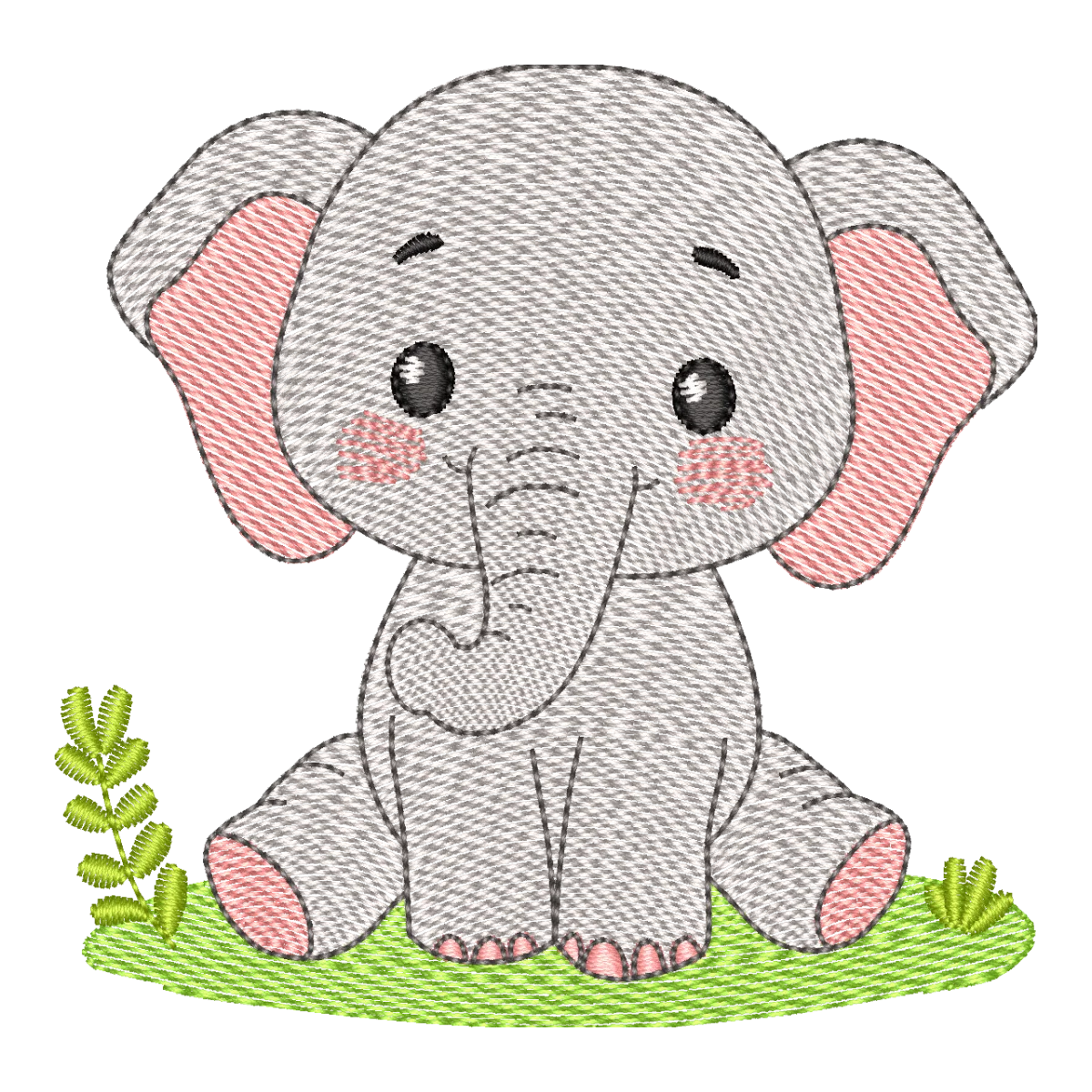 Matriz de Bordado Elefante Safari Bebê Fofo - Pontos & Formas