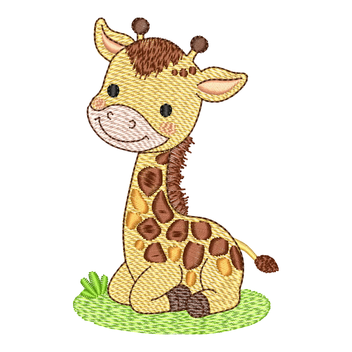 Matriz de Bordado Girafa Safari Bebê - Pontos Leves e Download Imediato