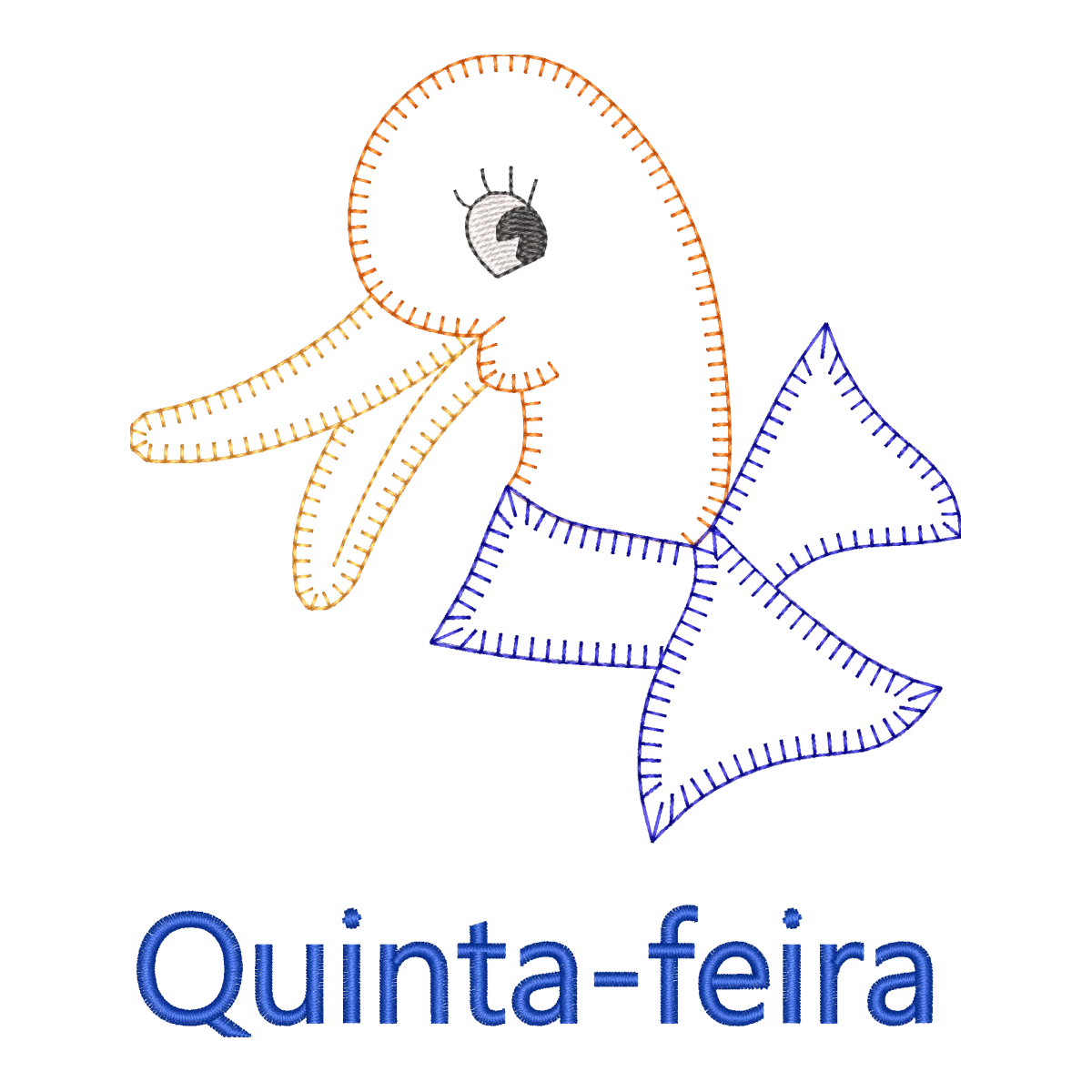 Matriz de Bordado Pato Aplique com Laço e Quinta-feira - Pontos & Formas