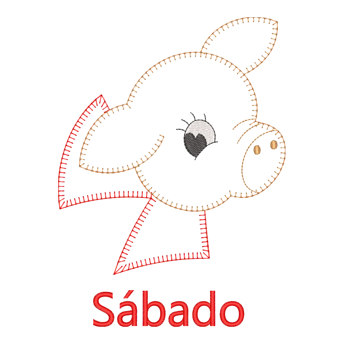 Matriz de Bordado Porco Sábado Aplique - Fofo e Leve
