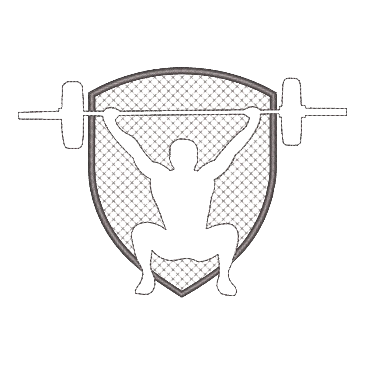 Matriz de Bordado Musculação Fitness em Escudo - Pontos & Formas