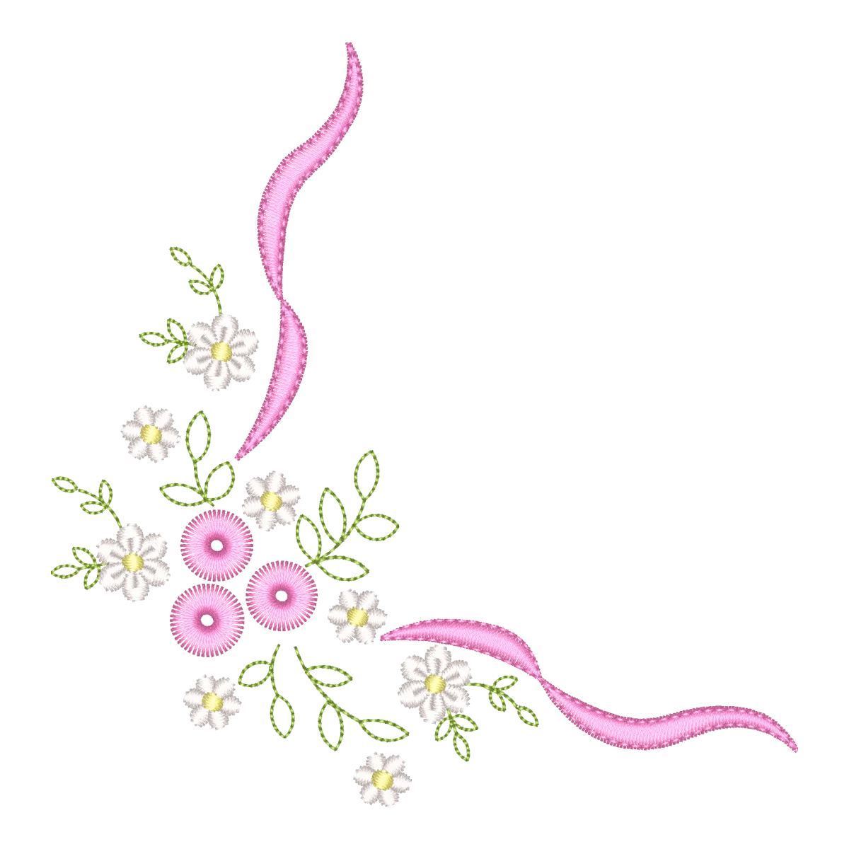 Matriz de Bordado Flores Delicadas Canto Rosa para Máquina