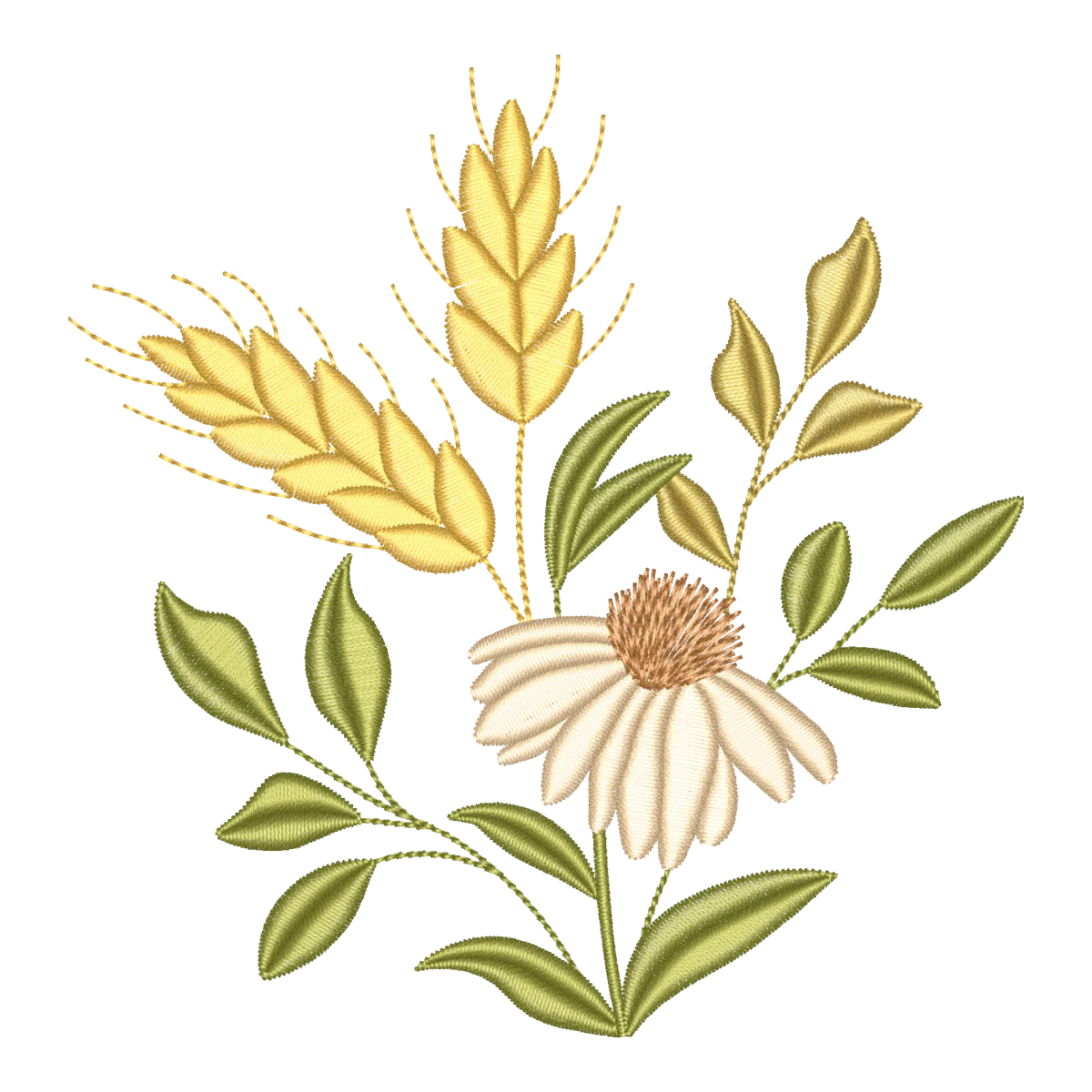 Matriz de Bordado Trigo e Margarida Campestre - Pontos & Formas