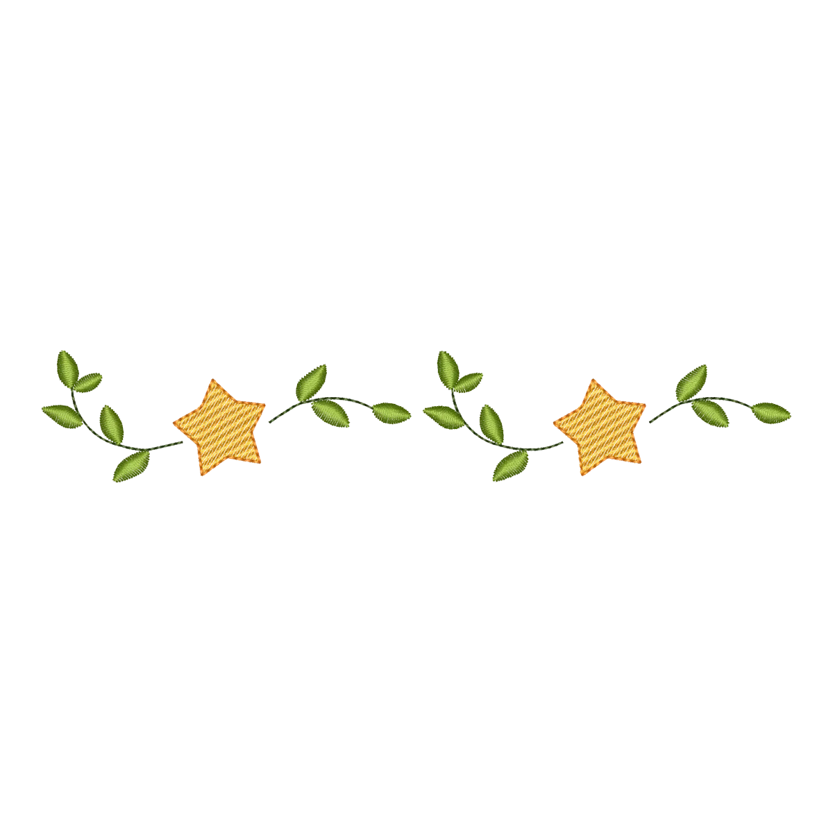 Matriz de Bordado Barrinha Estrelas e Folhas Delicadas | Pontos & Formas