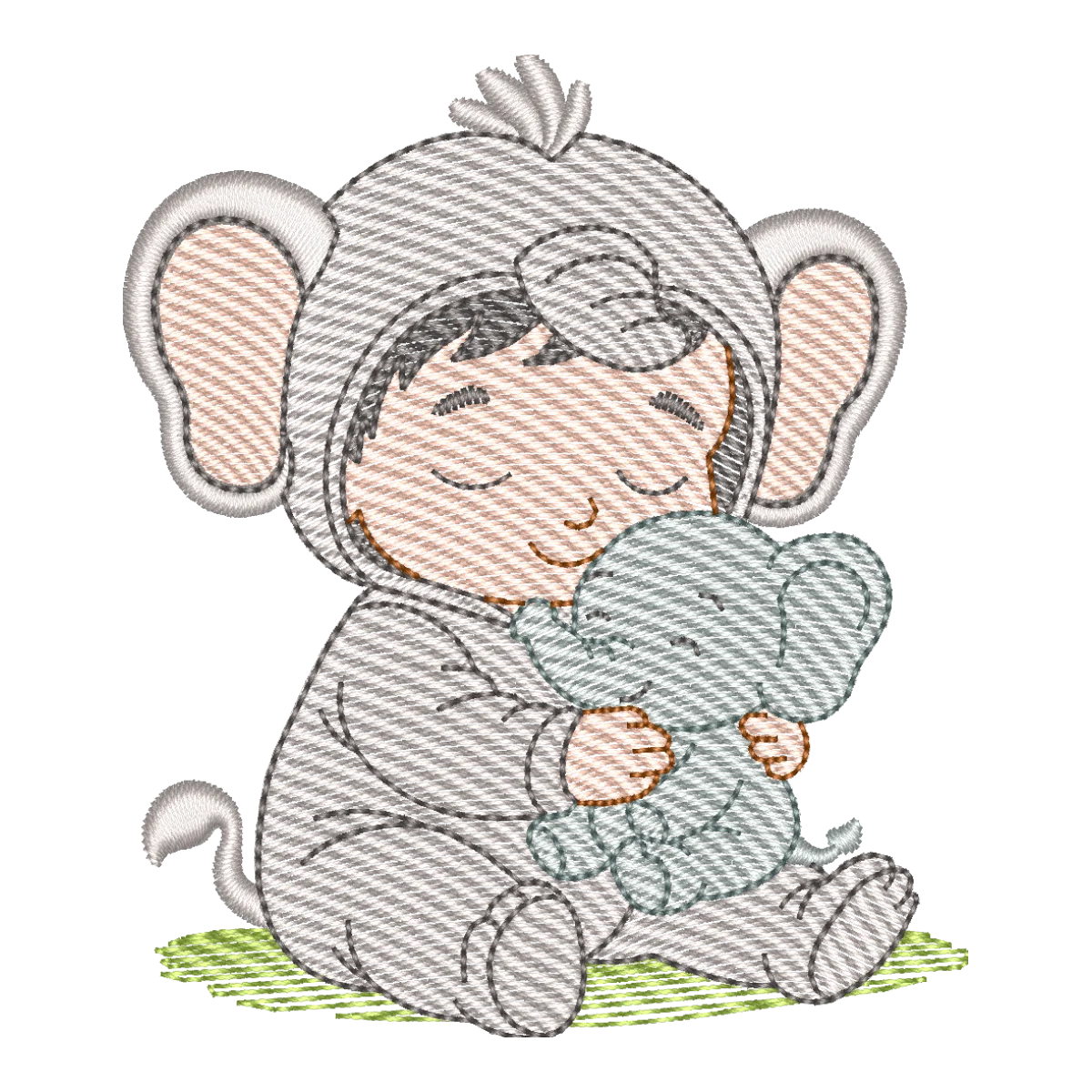 Matriz de Bordado Elefante Bebê Fofo com Brinquedo - Pontos & Formas