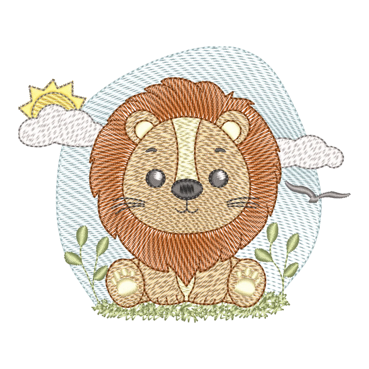 Matriz de Bordado Leãozinho Fofo Safari - Pontos & Formas
