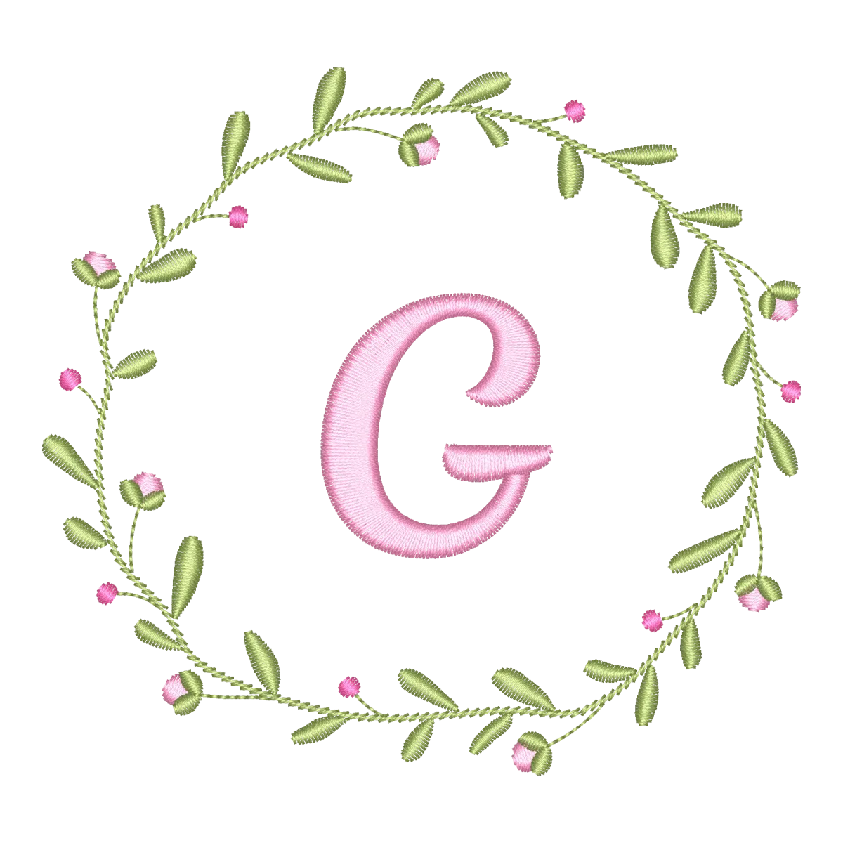 Matriz de Bordado Guirlanda Floral Delicada com Monograma