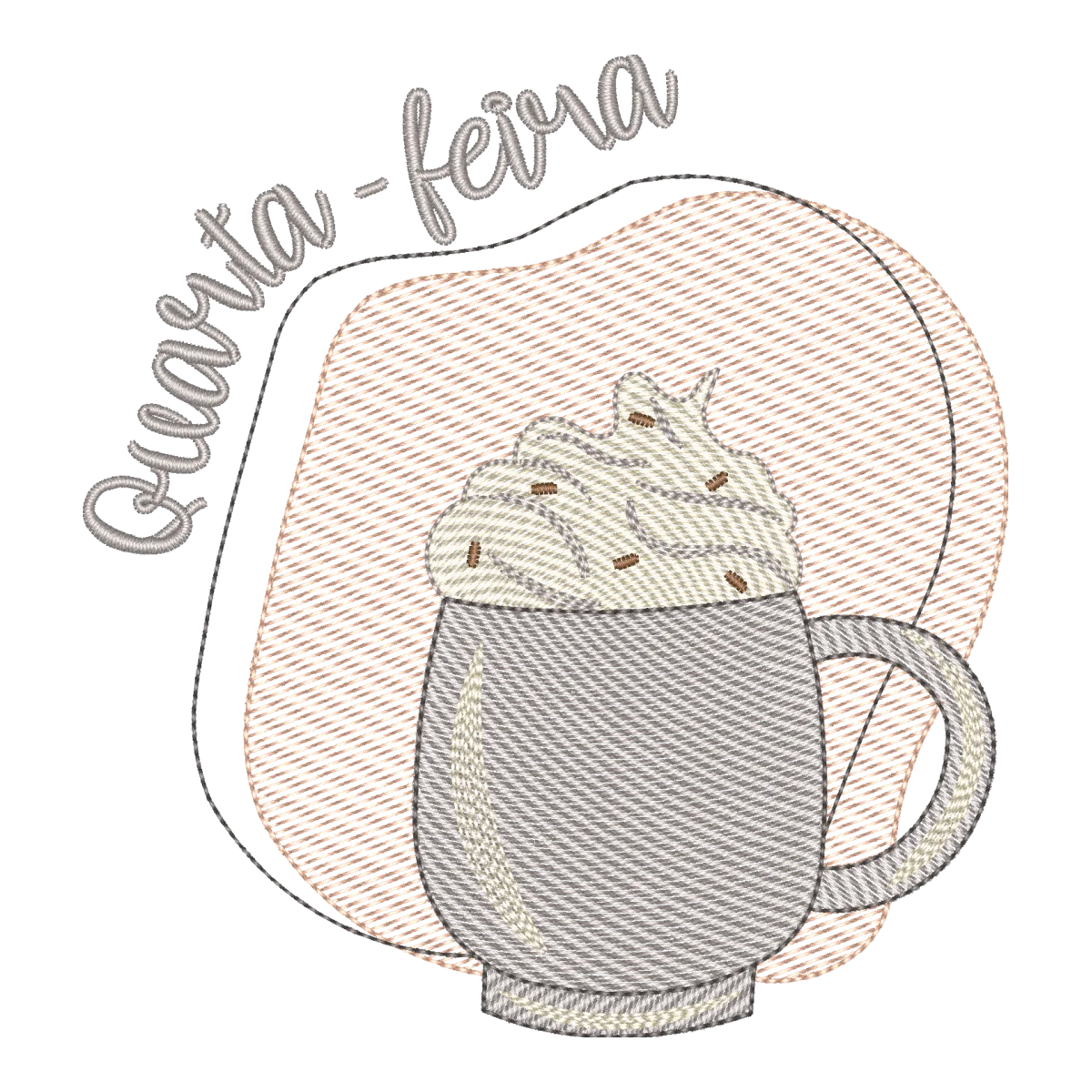 Matriz de Bordado Quarta-Feira Caneca Cappuccino - Pontos Leves