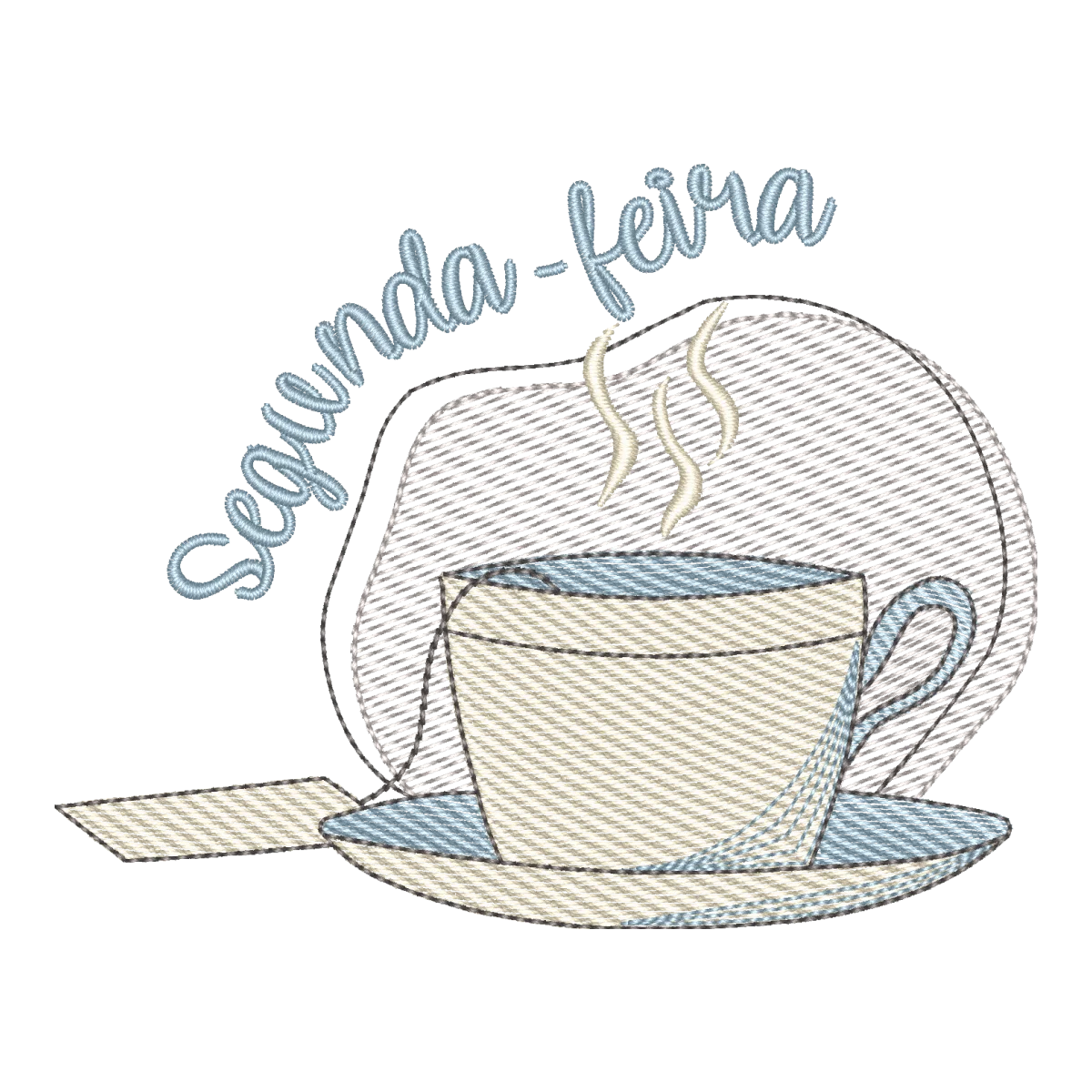 Matriz de Bordado Xícara "Segunda-feira" - Café e Inspiração para Máquina