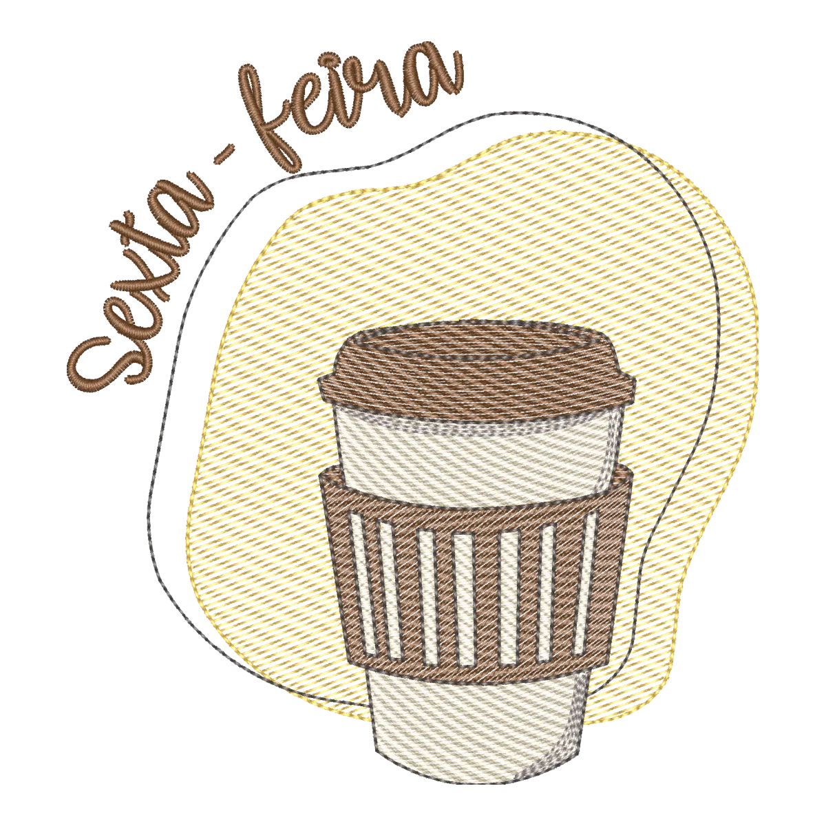 Matriz de Bordado Sexta-Feira Café com Tampa - Pontos & Formas