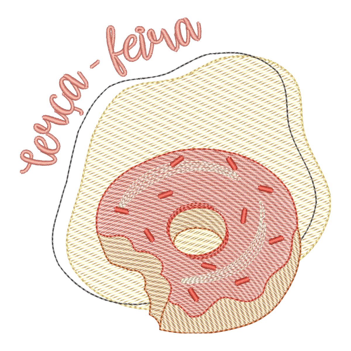 Matriz de Bordado Terça-Feira Donut: Delícia Bordada para Suas Peças