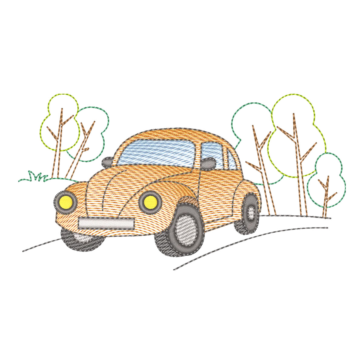Matriz de Bordado Carro Fusca Vintage - Pontos Leves