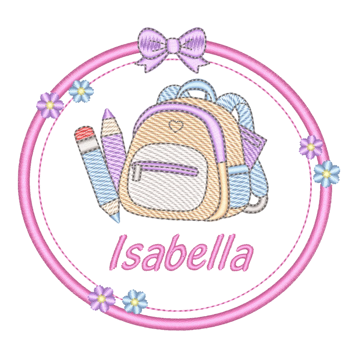 Matriz de Bordado Escolar Personalizada com Nome - Mochila e Lápis
