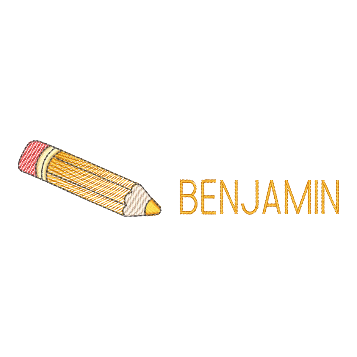 Matriz de Bordado Lápis e Nome Benjamin - Pontos Leves