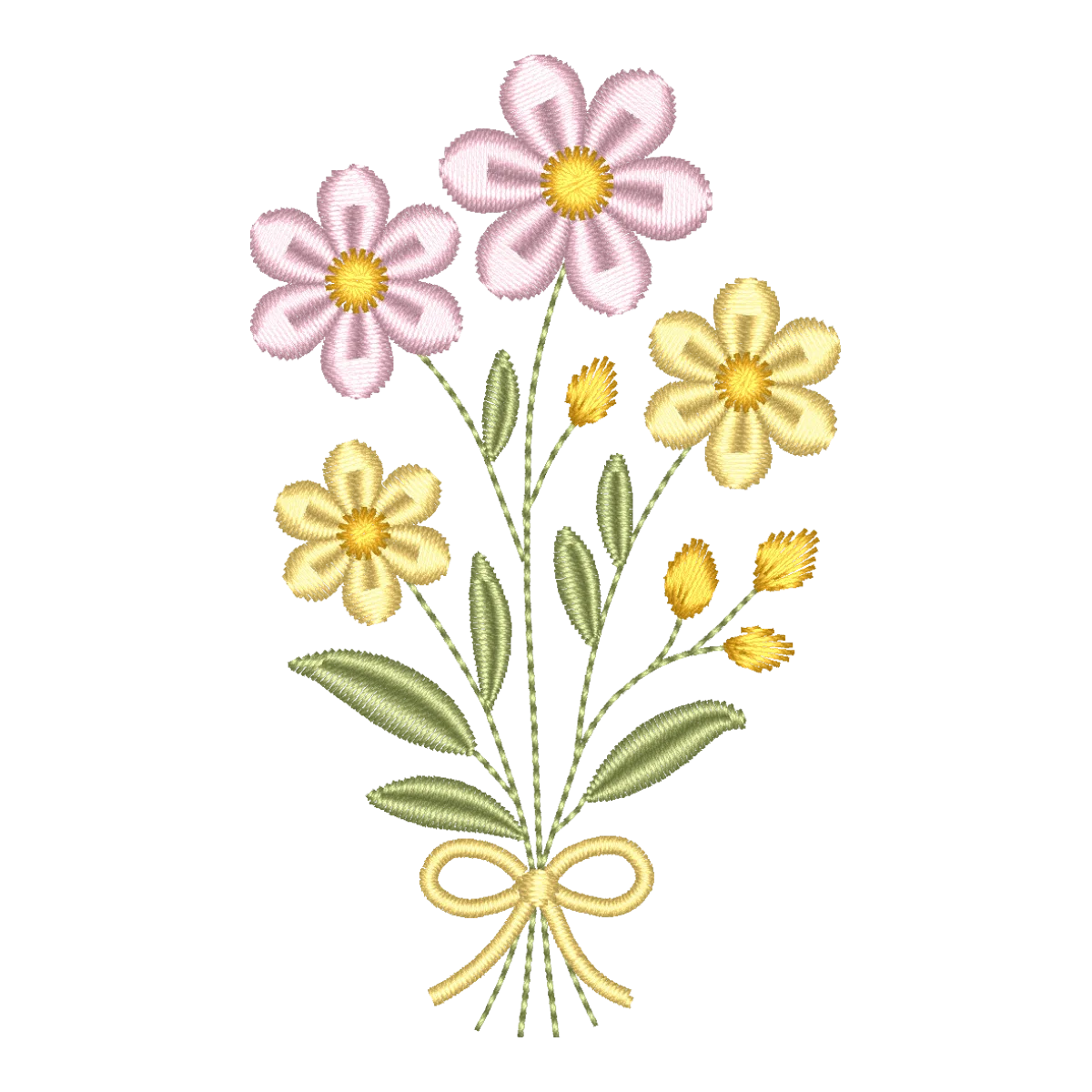 Matriz de Bordado Ramo de Flores Delicado com Laço - Pontos & Formas