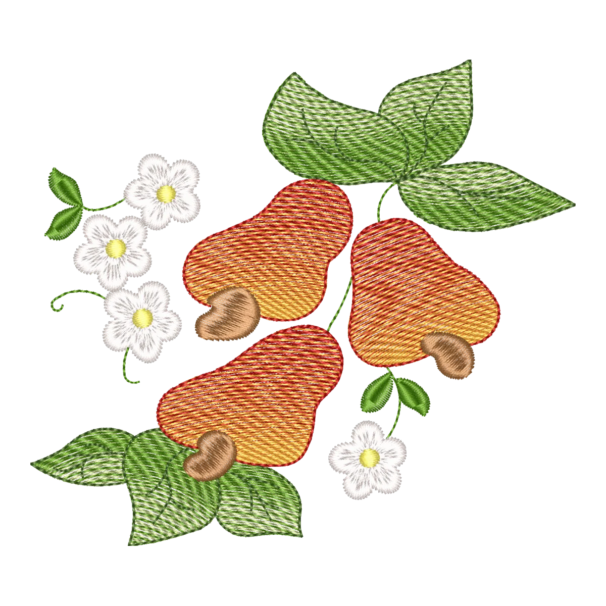 Bordado Caju Tropical com Flores