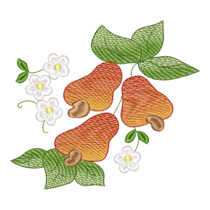 Bordado Caju Tropical com Flores