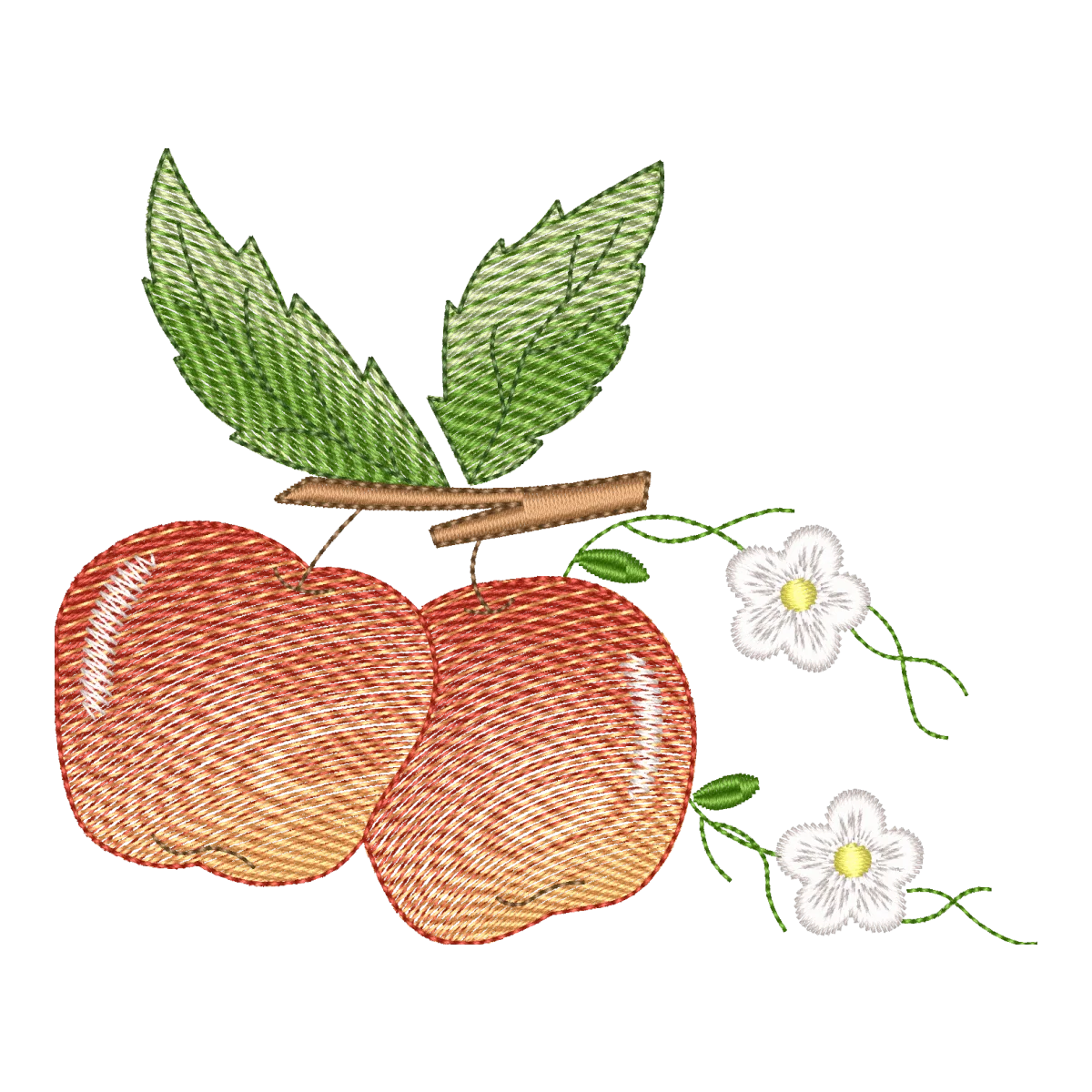 Matriz de Bordado Maçãs e Flores Delicadas