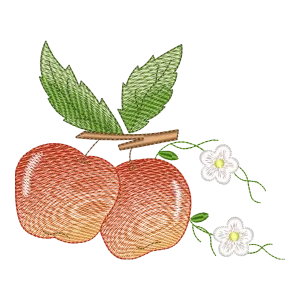 Matriz de Bordado Maçãs e Flores Delicadas