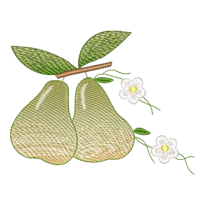 Bordado Pêras e Flores: Charme Natural