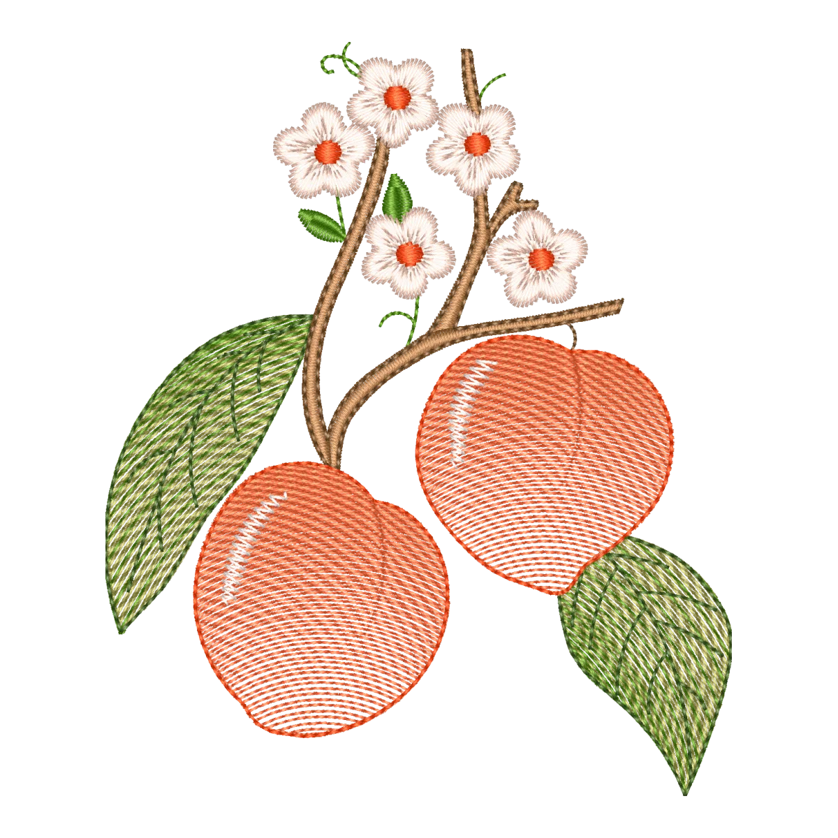 Matriz de Bordado Pêssegos e Flores Delicadas