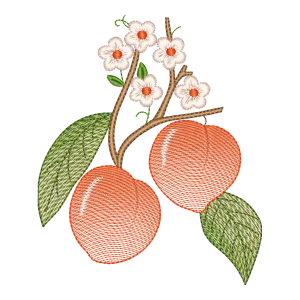 Matriz de Bordado Pêssegos e Flores Delicadas