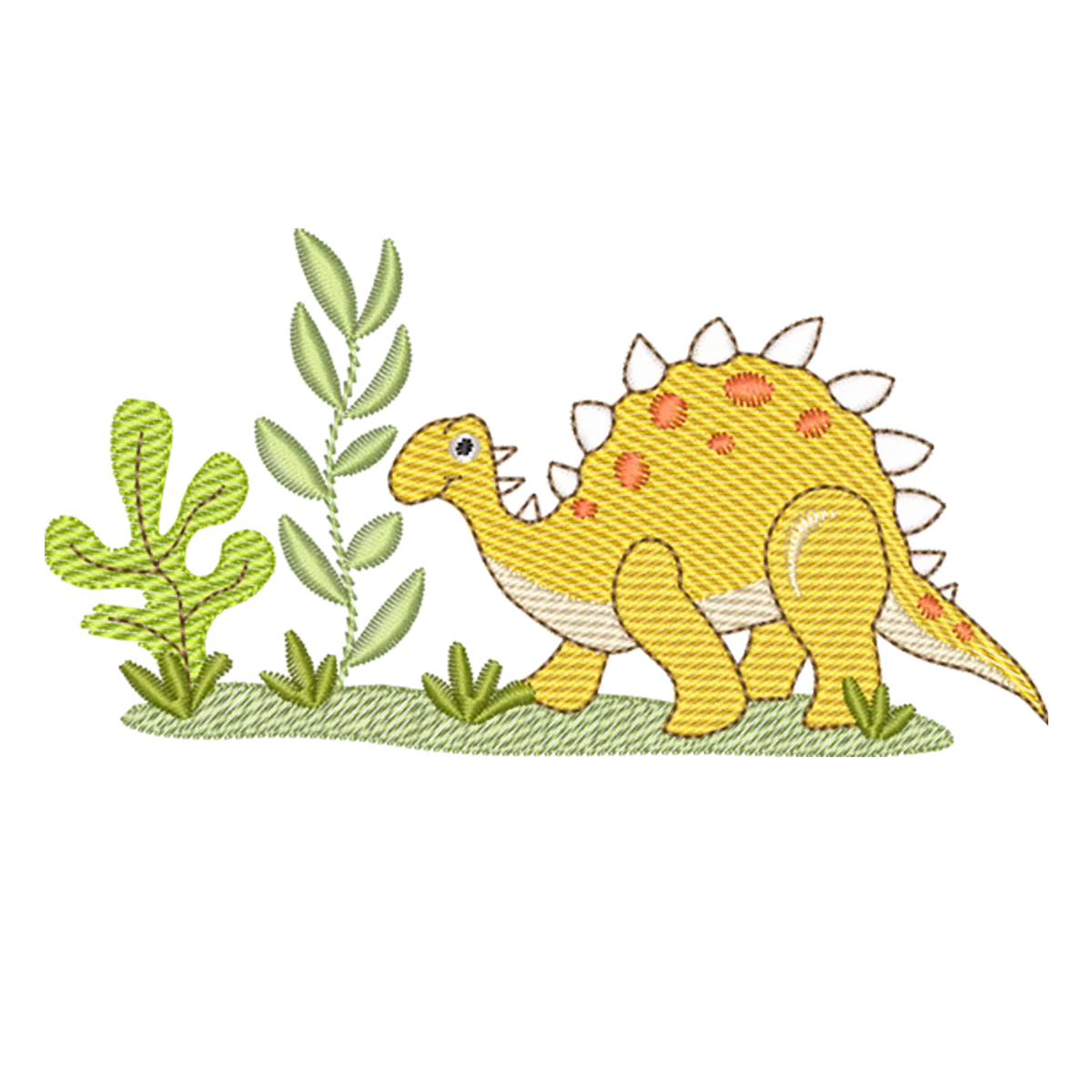 Matriz de Bordado Dinossauro Amigável na Selva
