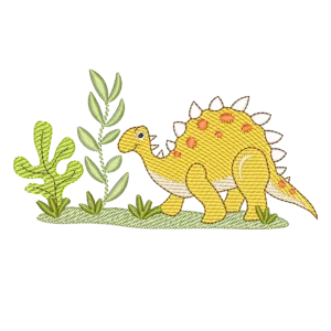 Matriz de Bordado Dinossauro Amigável na Selva
