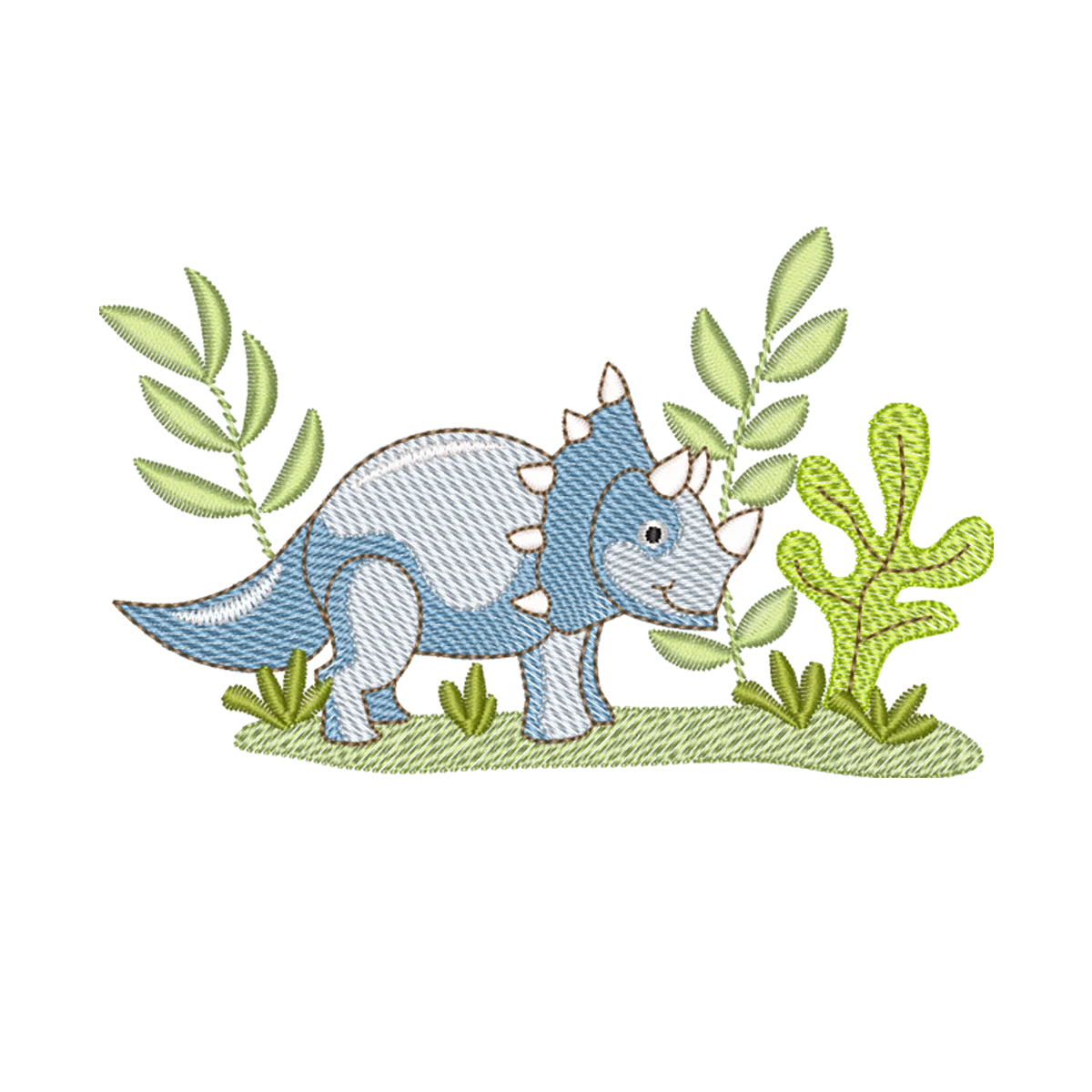 Matriz de Bordado Dinossauro Triceratops Amigável
