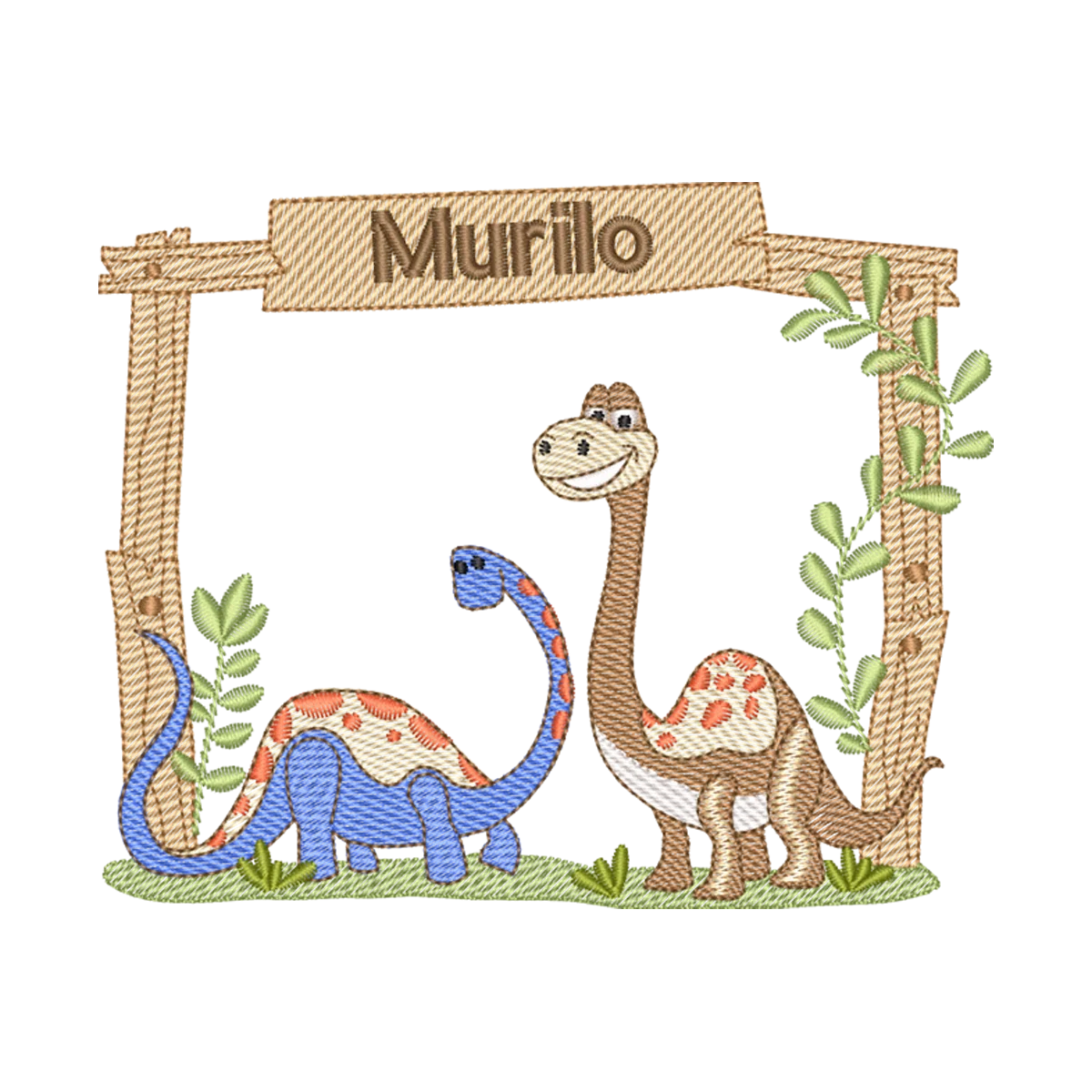 Matriz de Bordado Dinossauros Amigos com Nome Murilo