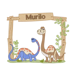 Matriz de Bordado Dinossauros Amigos com Nome Murilo