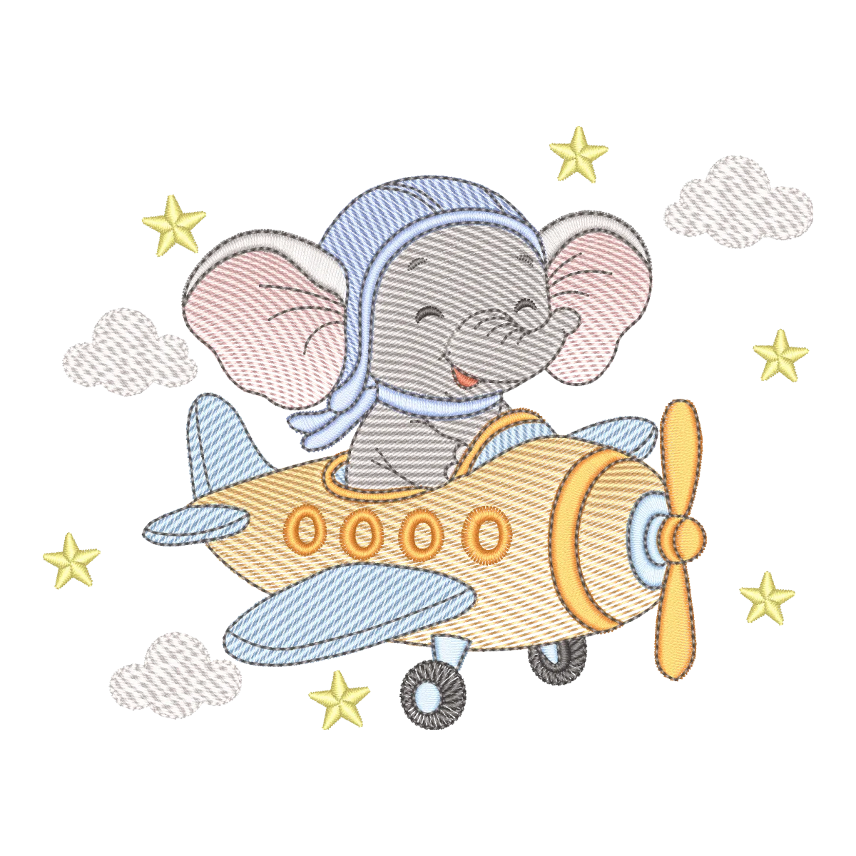 Matriz de Bordado Elefante Aviador Infantil