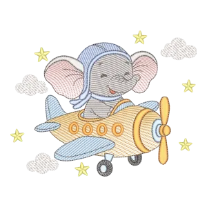 Matriz de Bordado Elefante Aviador Infantil