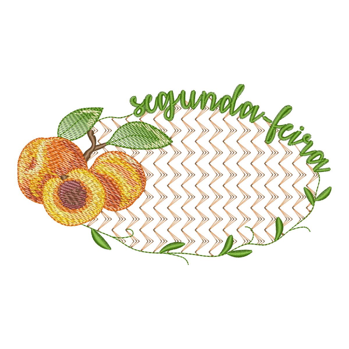 Matriz de Bordado Segunda-feira com Pêssegos