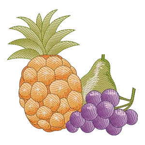 Delícias Frutadas: Abacaxi, Pera e Uvas para Bordado