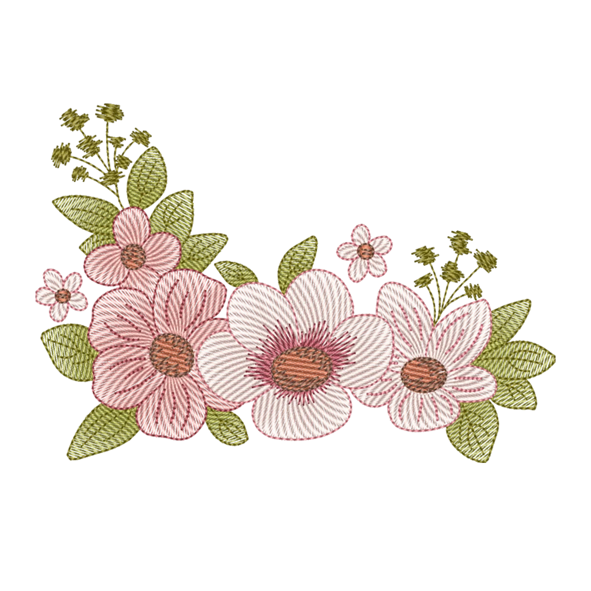 Bordado Floral Encantador: Canto de Flores Delicadas