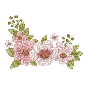 Bordado Floral Encantador: Canto de Flores Delicadas