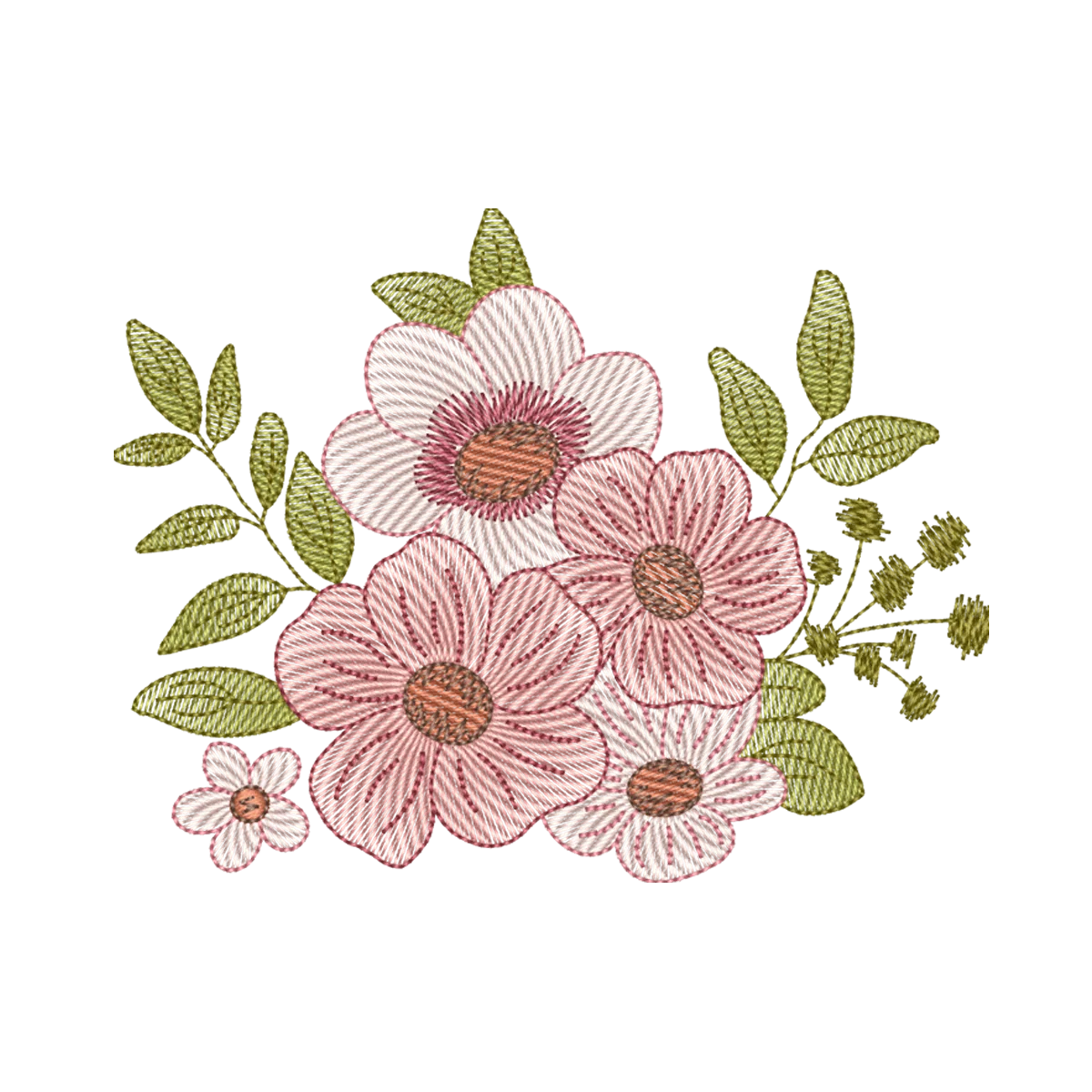 Buquê Floral Delicado para Bordado