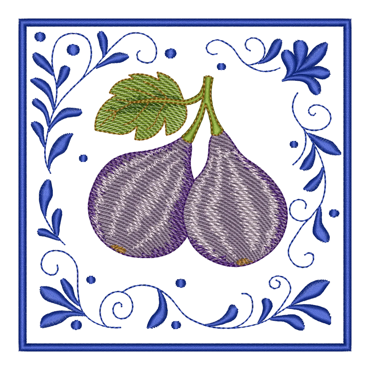 Matriz de Bordado Figos Delicados com Arabescos