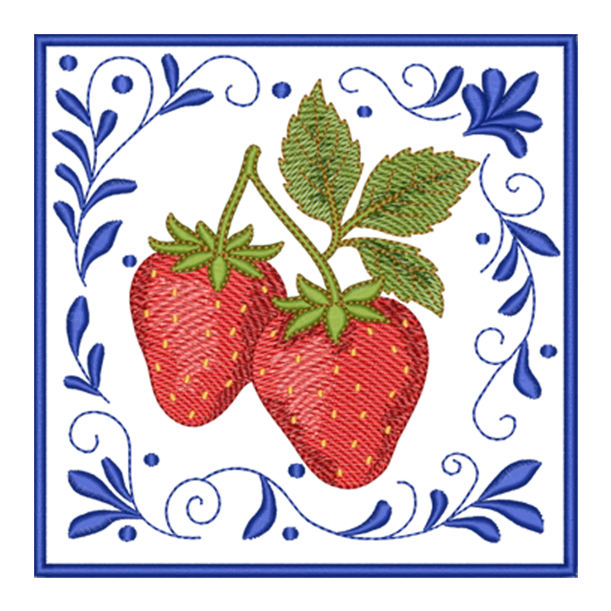 Matriz de Bordado Morangos Delícia com Arabescos