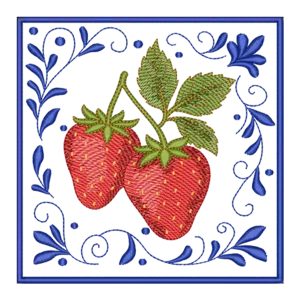 Matriz de Bordado Morangos Delícia com Arabescos