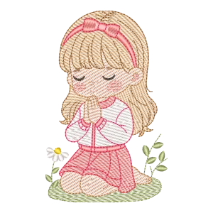 Matriz de Bordado Menina Orando com Flor