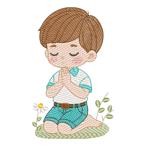 Pequeno Devoto em Oração: Matriz de Bordado Infantil