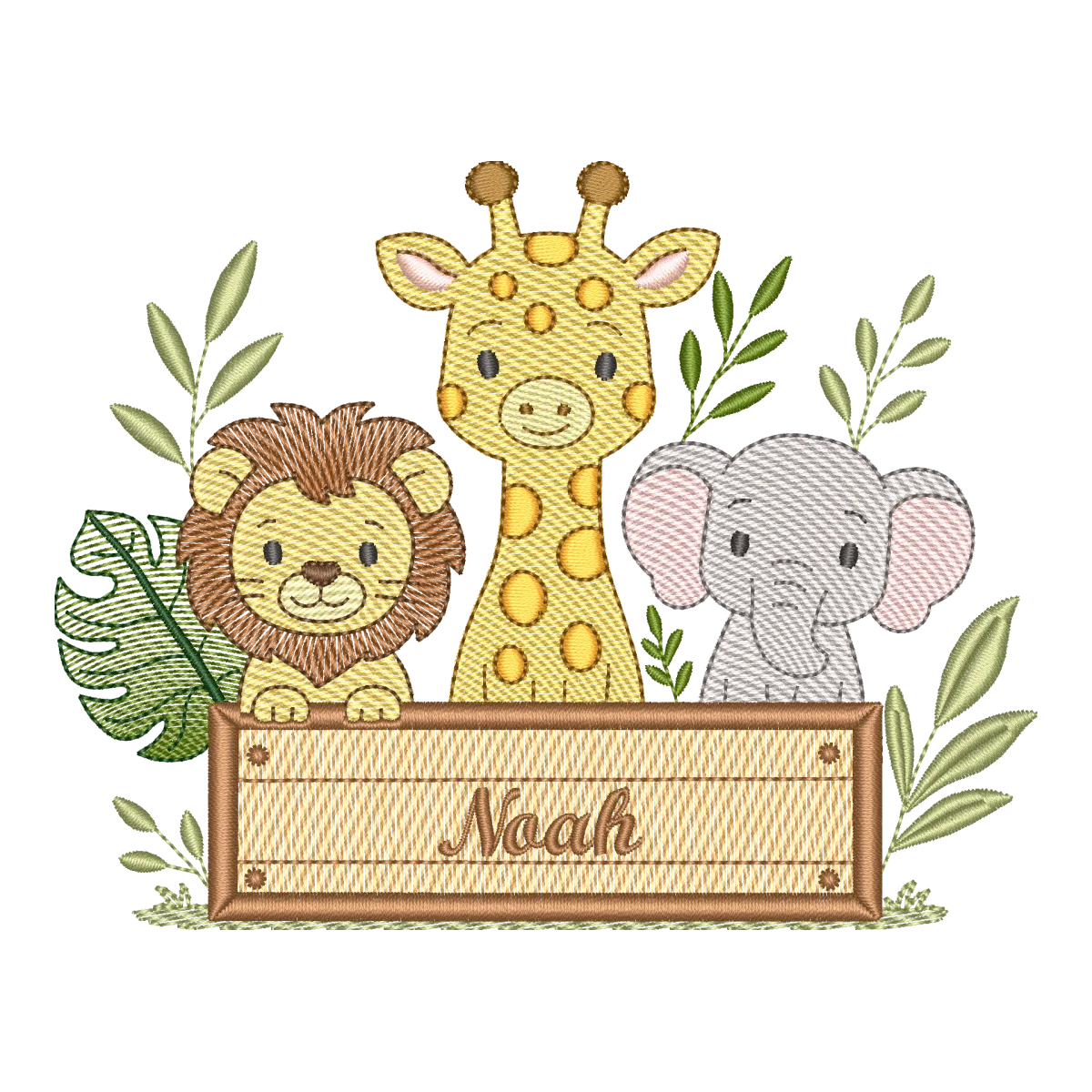 Matriz de Bordado Safari Amigos com Nome